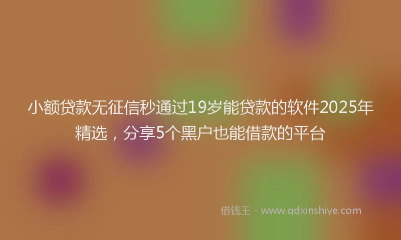小额贷款无征信秒通过19岁能贷款的软件2025年精选，分享5个黑户也能借款的平台