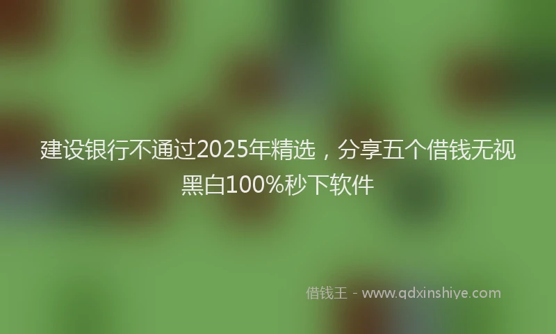 建设银行不通过2025年精选，分享五个借钱无视黑白100%秒下软件