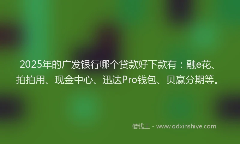 2025年的广发银行哪个贷款好下款有：融e花、拍拍用、现金中心、迅达Pro钱包、贝赢分期等。