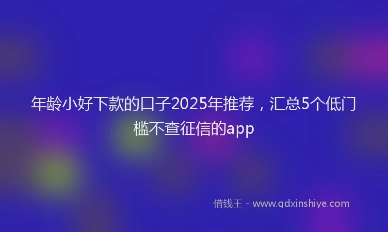 年龄小好下款的口子2025年推荐，汇总5个低门槛不查征信的app