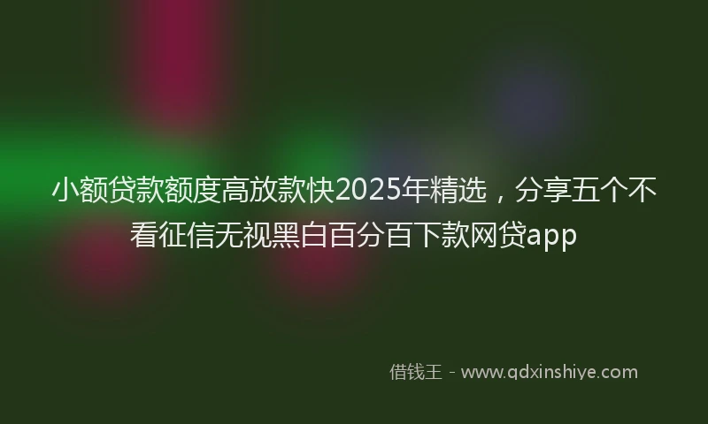 小额贷款额度高放款快2025年精选，分享五个不看征信无视黑白百分百下款网贷app