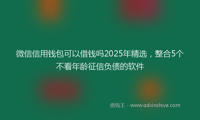 微信信用钱包可以借钱吗2025年精选，整合5个不看年龄征信负债的软件