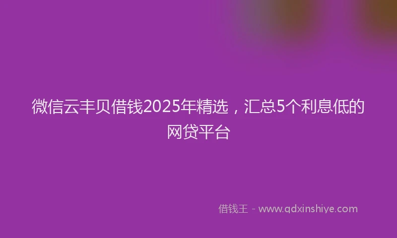 微信云丰贝借钱2025年精选，汇总5个利息低的网贷平台