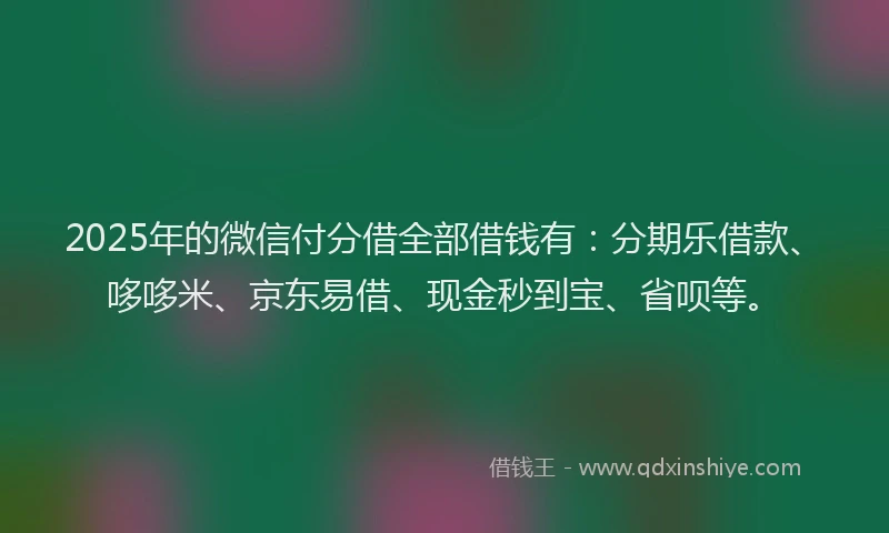 2025年的微信付分借全部借钱有：分期乐借款、哆哆米、京东易借、现金秒到宝、省呗等。