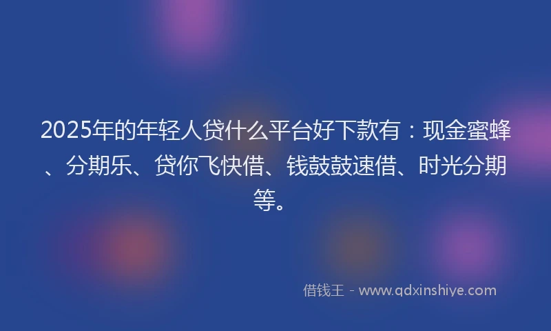 2025年的年轻人贷什么平台好下款有：现金蜜蜂、分期乐、贷你飞快借、钱鼓鼓速借、时光分期等。