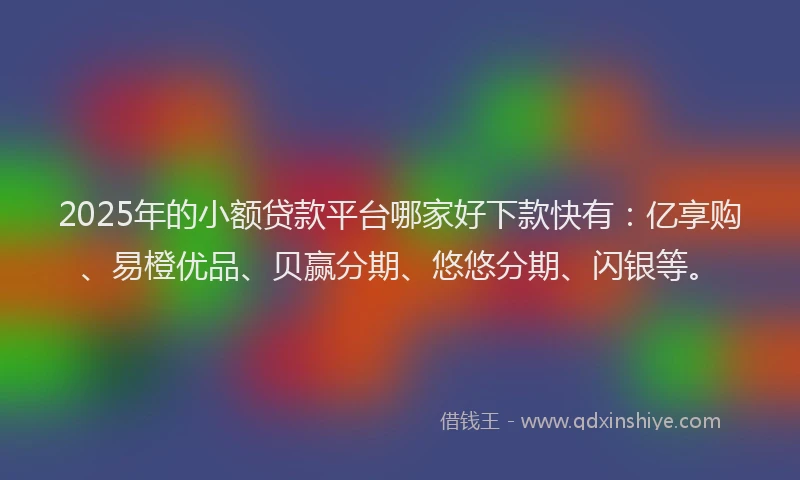 2025年的小额贷款平台哪家好下款快有：亿享购、易橙优品、贝赢分期、悠悠分期、闪银等。