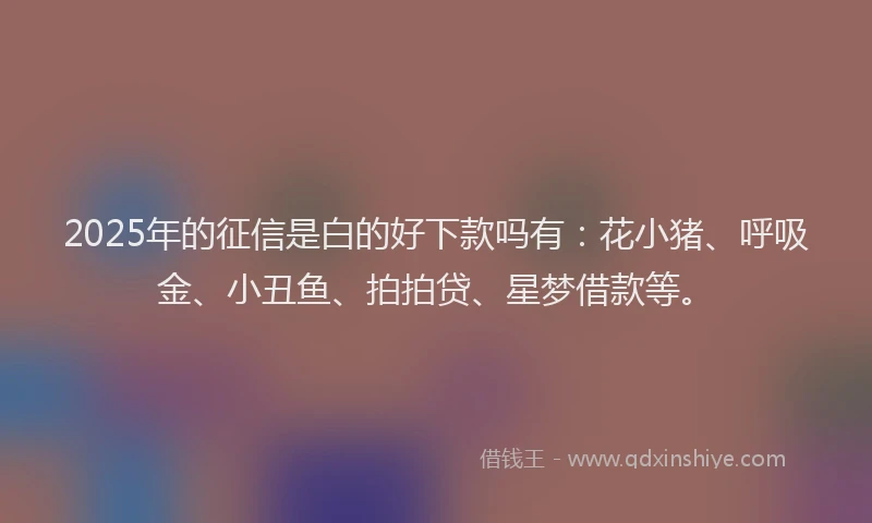 2025年的征信是白的好下款吗有：花小猪、呼吸金、小丑鱼、拍拍贷、星梦借款等。