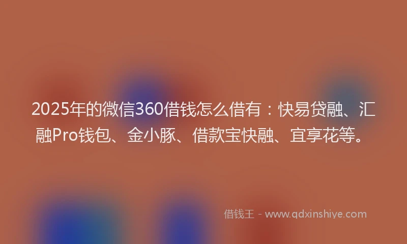 2025年的微信360借钱怎么借有：快易贷融、汇融Pro钱包、金小豚、借款宝快融、宜享花等。
