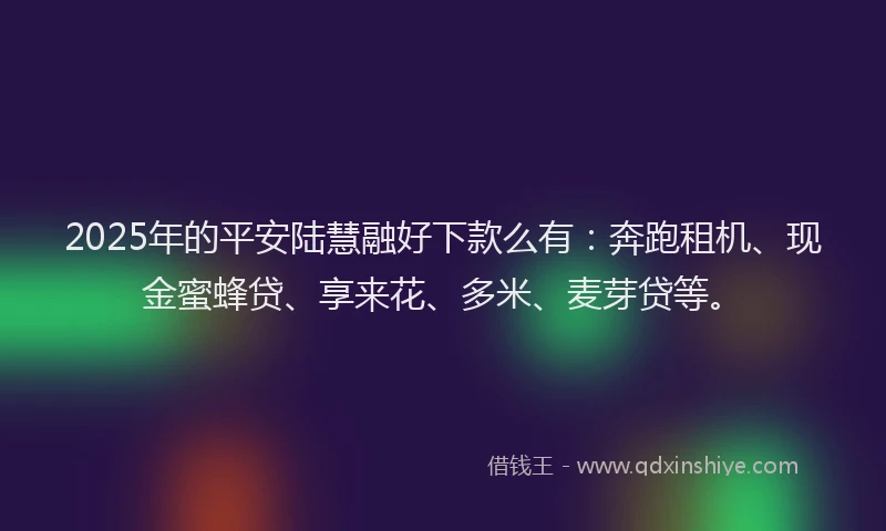 2025年的平安陆慧融好下款么有：奔跑租机、现金蜜蜂贷、享来花、多米、麦芽贷等。