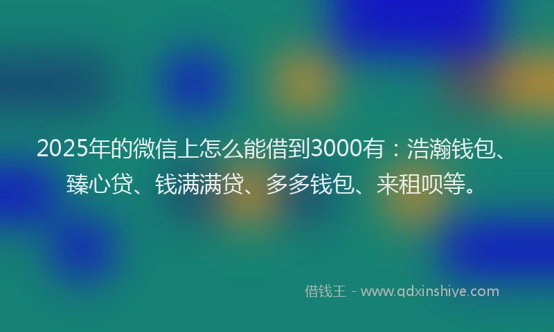 2025年的微信上怎么能借到3000有：浩瀚钱包、臻心贷、钱满满贷、多多钱包、来租呗等。