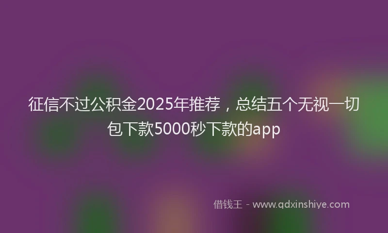 征信不过公积金2025年推荐，总结五个无视一切包下款5000秒下款的app