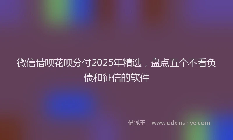 微信借呗花呗分付2025年精选，盘点五个不看负债和征信的软件