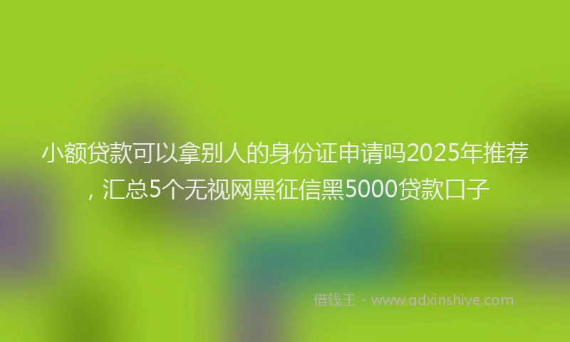 小额贷款可以拿别人的身份证申请吗2025年推荐，汇总5个无视网黑征信黑5000贷款口子