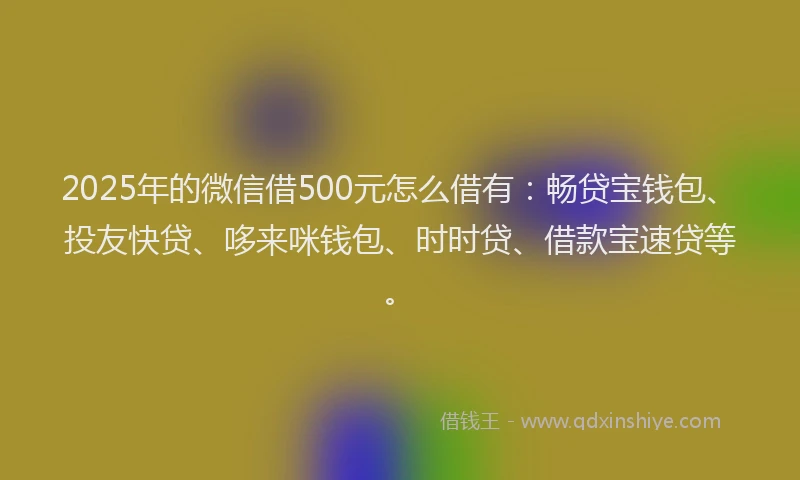 2025年的微信借500元怎么借有：畅贷宝钱包、投友快贷、哆来咪钱包、时时贷、借款宝速贷等。