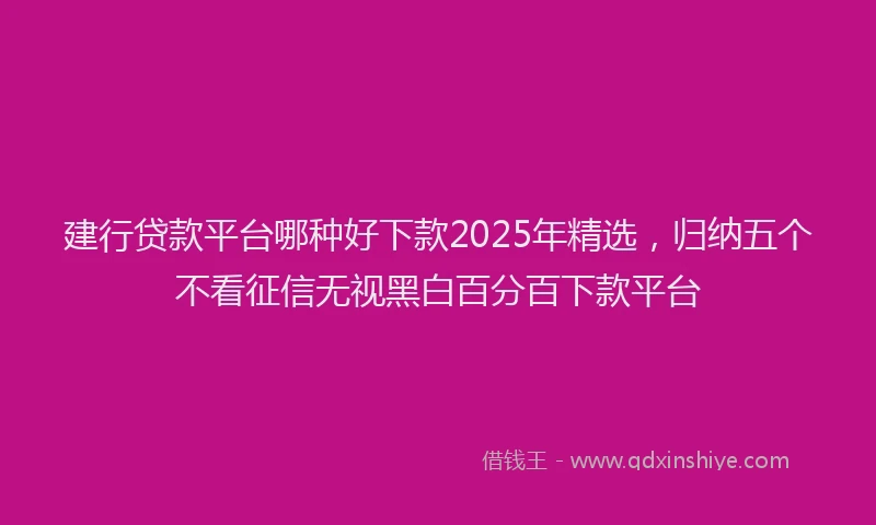 建行贷款平台哪种好下款2025年精选，归纳五个不看征信无视黑白百分百下款平台