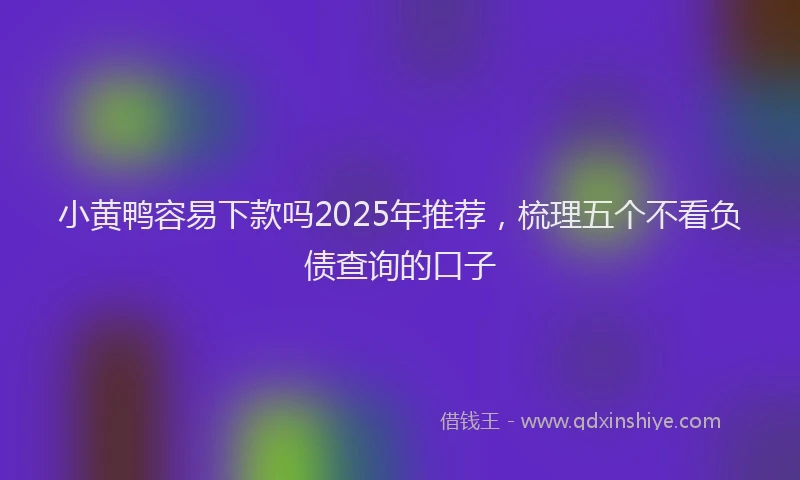 小黄鸭容易下款吗2025年推荐，梳理五个不看负债查询的口子