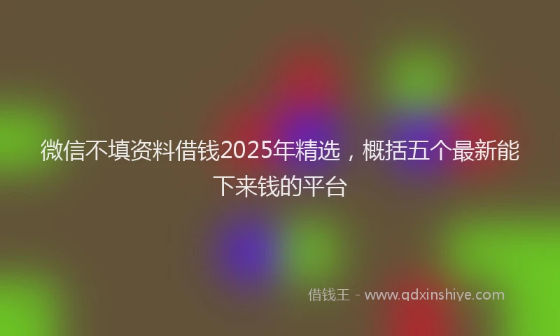 微信不填资料借钱2025年精选，概括五个最新能下来钱的平台