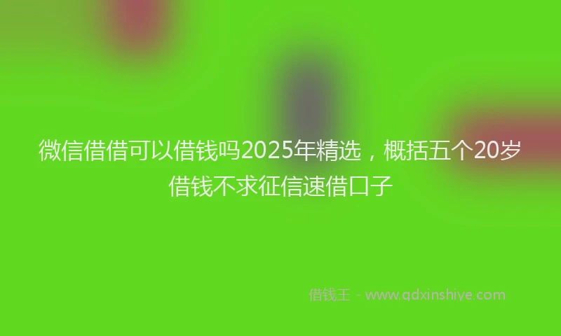 微信借借可以借钱吗2025年精选，概括五个20岁借钱不求征信速借口子