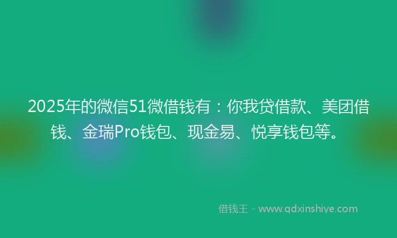 2025年的微信51微借钱有：你我贷借款、美团借钱、金瑞Pro钱包、现金易、悦享钱包等。