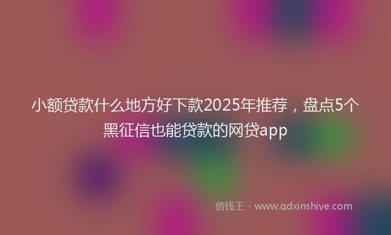 小额贷款什么地方好下款2025年推荐，盘点5个黑征信也能贷款的网贷app