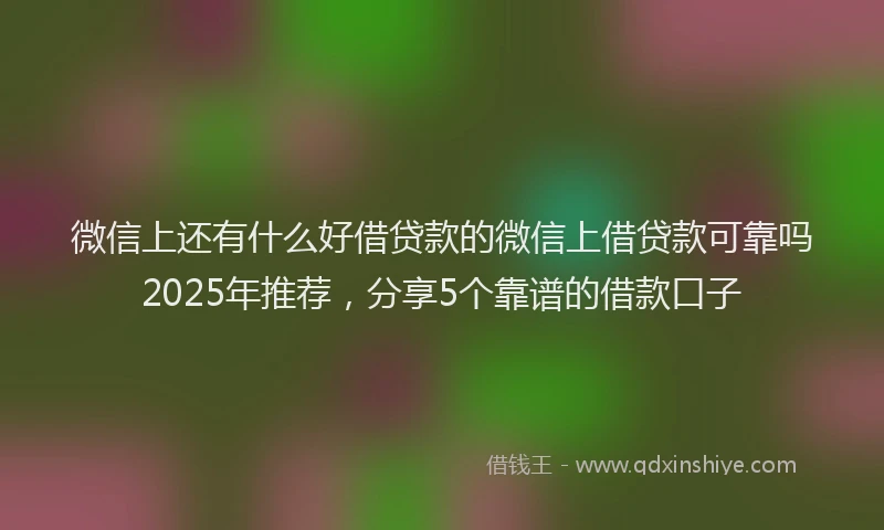 微信上还有什么好借贷款的微信上借贷款可靠吗2025年推荐，分享5个靠谱的借款口子