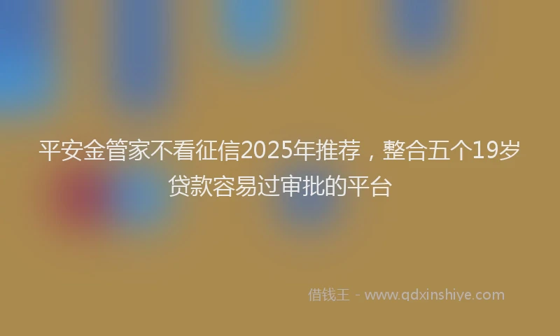 平安金管家不看征信2025年推荐，整合五个19岁贷款容易过审批的平台