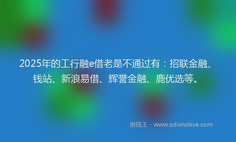 2025年的工行融e借老是不通过有：招联金融、钱站、新浪易借、辉誉金融、鹿优选等。