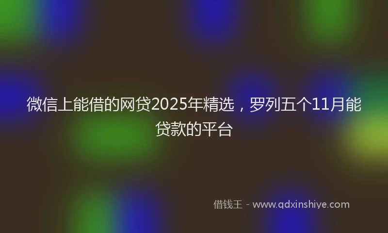 微信上能借的网贷2025年精选，罗列五个11月能贷款的平台