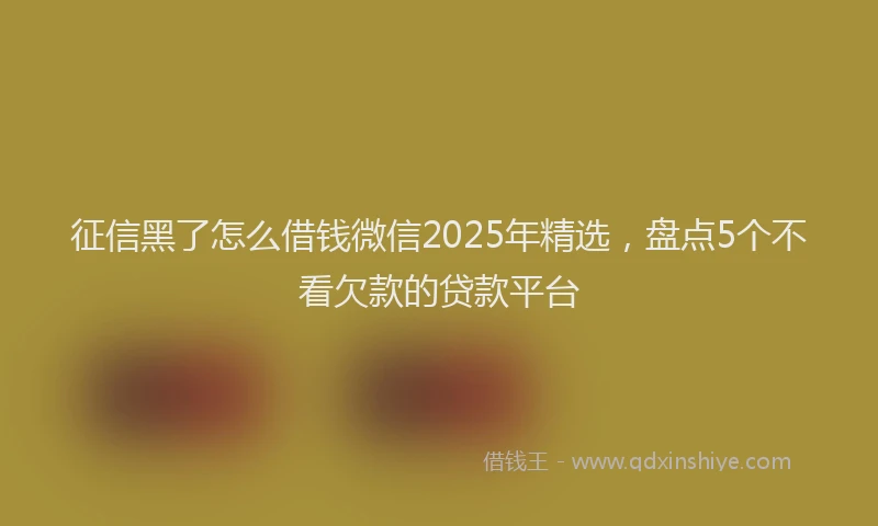 征信黑了怎么借钱微信2025年精选，盘点5个不看欠款的贷款平台