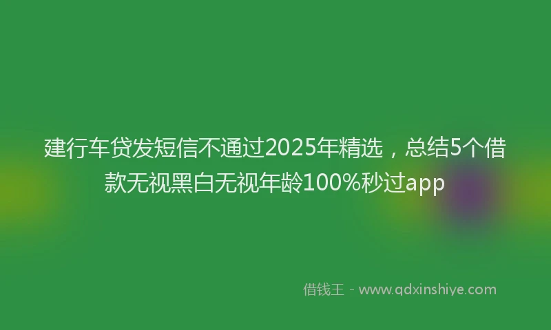 建行车贷发短信不通过2025年精选，总结5个借款无视黑白无视年龄100%秒过app