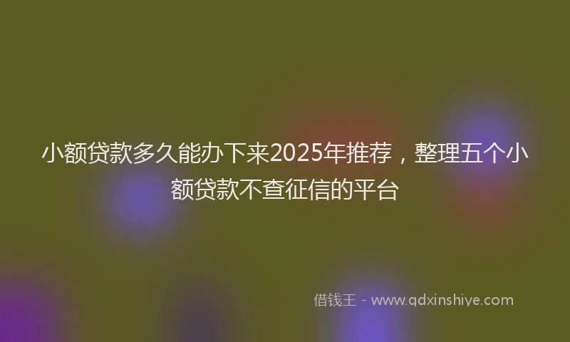 小额贷款多久能办下来2025年推荐，整理五个小额贷款不查征信的平台