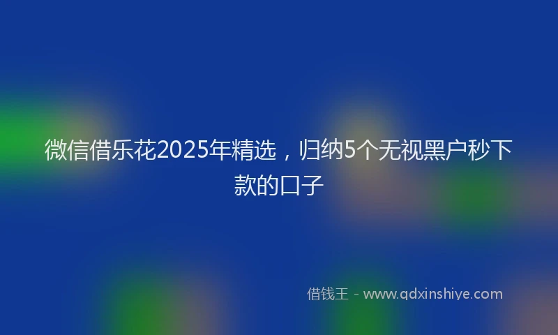 微信借乐花2025年精选，归纳5个无视黑户秒下款的口子