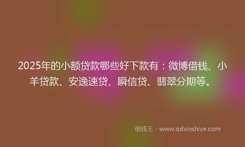 2025年的小额贷款哪些好下款有：微博借钱、小羊贷款、安逸速贷、瞬信贷、翡翠分期等。