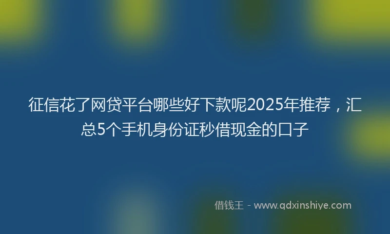 征信花了网贷平台哪些好下款呢2025年推荐，汇总5个手机身份证秒借现金的口子