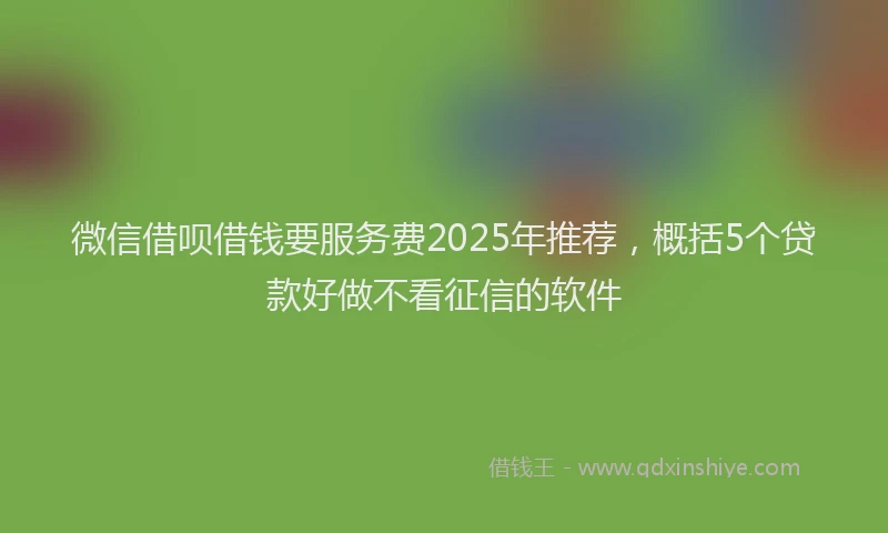 微信借呗借钱要服务费2025年推荐，概括5个贷款好做不看征信的软件