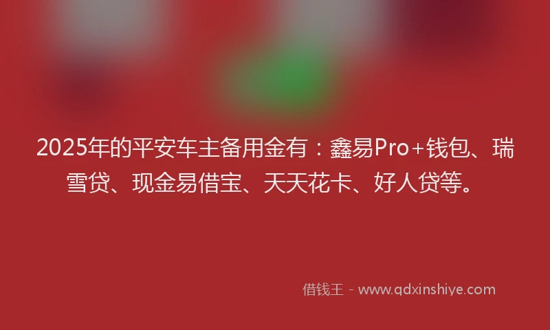 2025年的平安车主备用金有：鑫易Pro+钱包、瑞雪贷、现金易借宝、天天花卡、好人贷等。