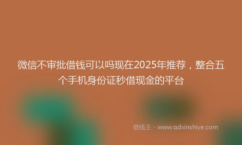 微信不审批借钱可以吗现在2025年推荐，整合五个手机身份证秒借现金的平台