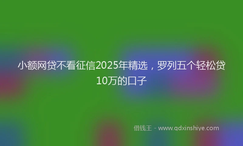 小额网贷不看征信2025年精选，罗列五个轻松贷10万的口子