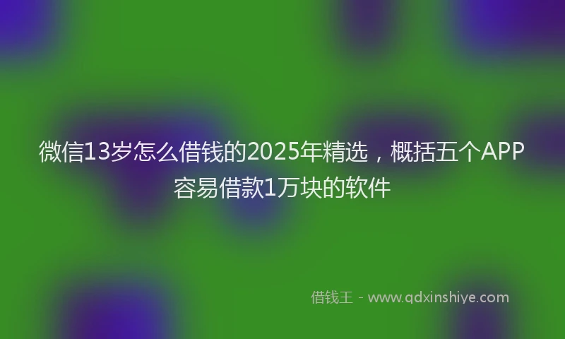 微信13岁怎么借钱的2025年精选，概括五个APP容易借款1万块的软件
