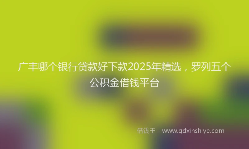广丰哪个银行贷款好下款2025年精选，罗列五个公积金借钱平台