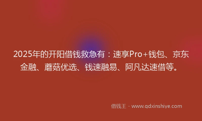 2025年的开阳借钱救急有：速享Pro+钱包、京东金融、蘑菇优选、钱速融易、阿凡达速借等。