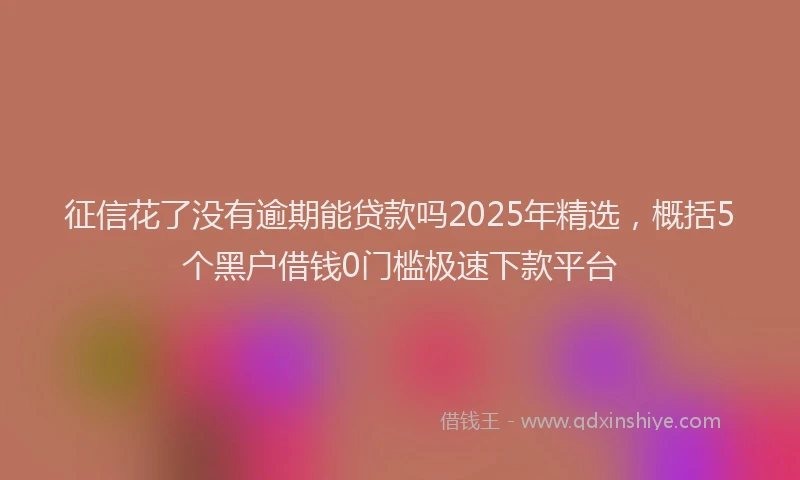 征信花了没有逾期能贷款吗2025年精选，概括5个黑户借钱0门槛极速下款平台
