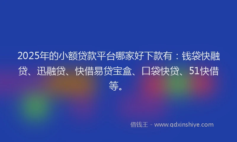 2025年的小额贷款平台哪家好下款有：钱袋快融贷、迅融贷、快借易贷宝盒、口袋快贷、51快借等。