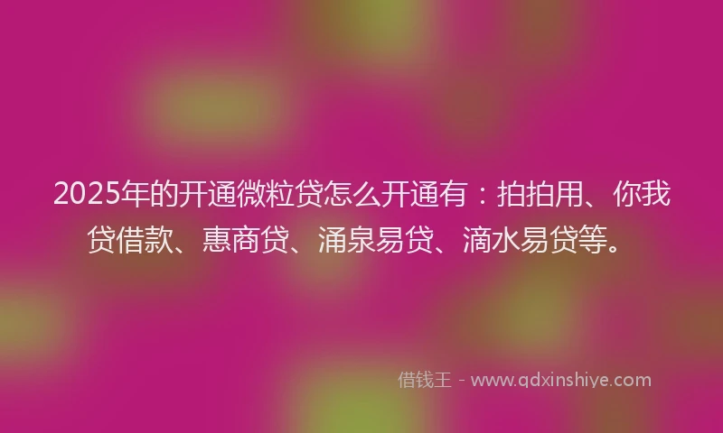 2025年的开通微粒贷怎么开通有：拍拍用、你我贷借款、惠商贷、涌泉易贷、滴水易贷等。