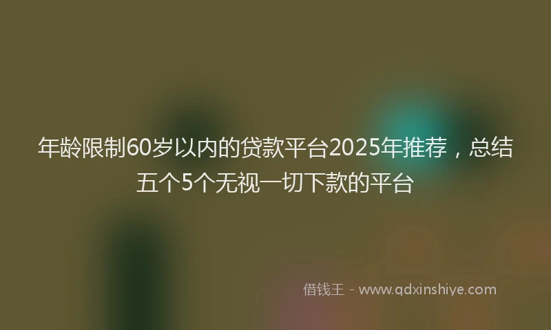 年龄限制60岁以内的贷款平台2025年推荐，总结五个5个无视一切下款的平台