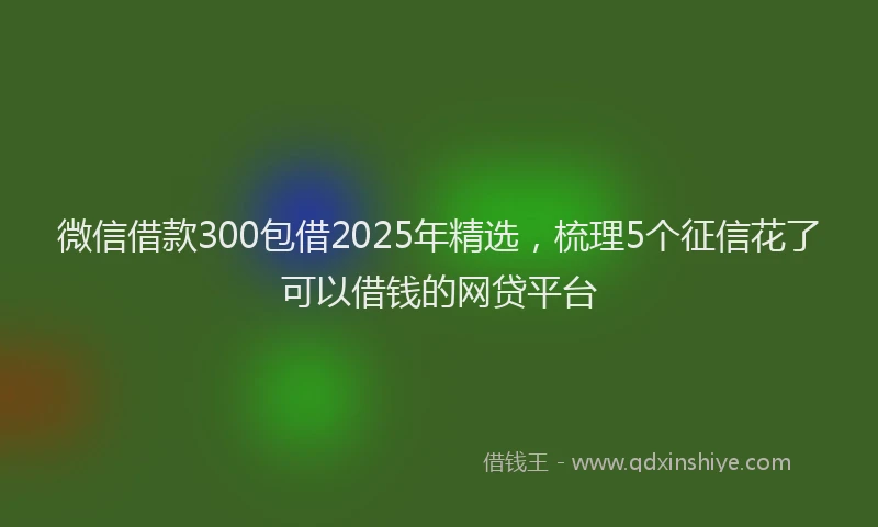 微信借款300包借2025年精选，梳理5个征信花了可以借钱的网贷平台