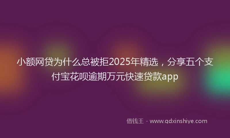 小额网贷为什么总被拒2025年精选，分享五个支付宝花呗逾期万元快速贷款app
