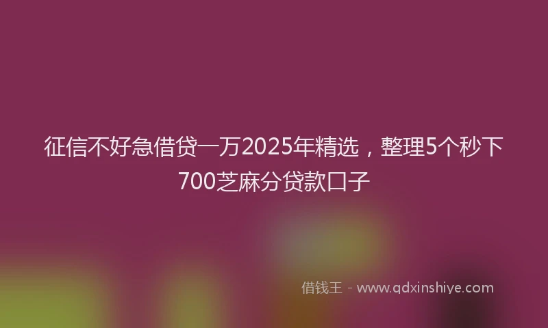 征信不好急借贷一万2025年精选，整理5个秒下700芝麻分贷款口子