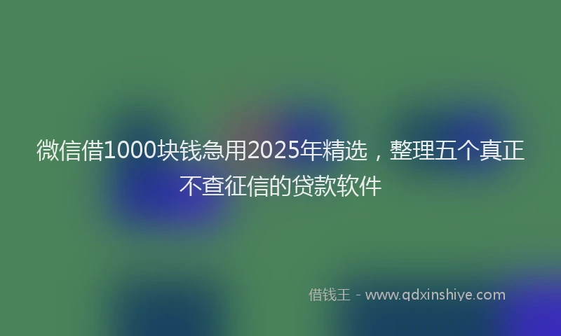 微信借1000块钱急用2025年精选，整理五个真正不查征信的贷款软件