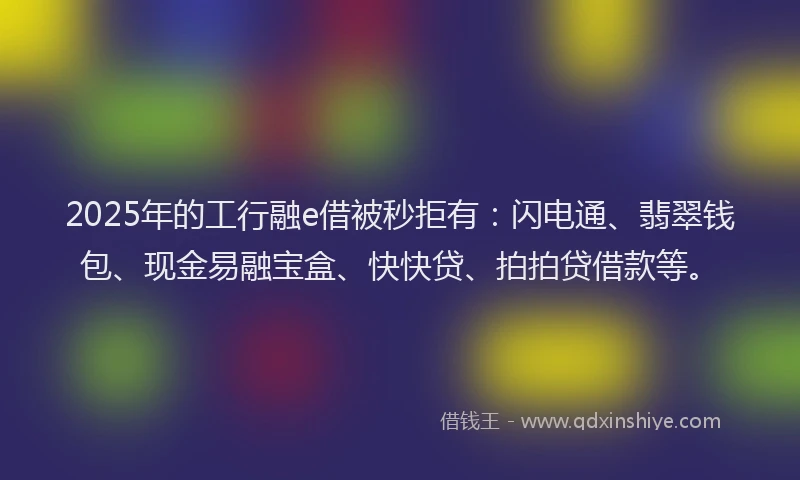 2025年的工行融e借被秒拒有：闪电通、翡翠钱包、现金易融宝盒、快快贷、拍拍贷借款等。